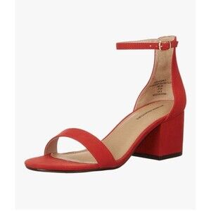 Women's Nola Heeled Sandals Two Strap Open Toe Bright Poppy Red Size 7